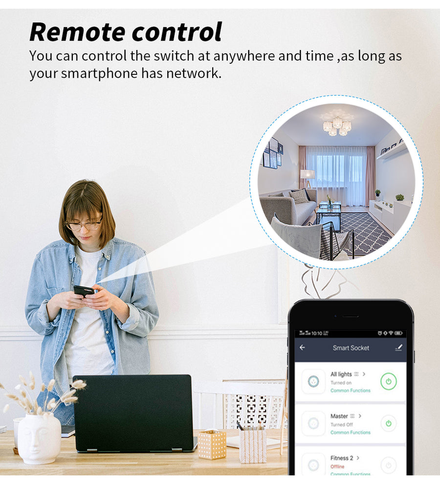 Smart WIFI Socket with AI Voice Control and Power Meter