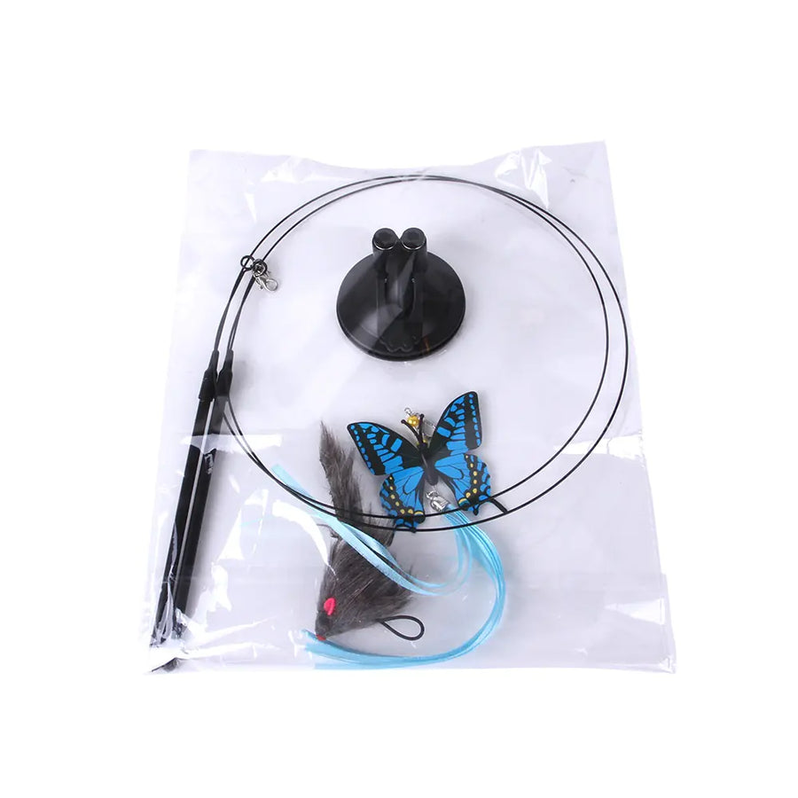 Interactive Cat Toy with Suction Cup - Butterfly Caterpillar