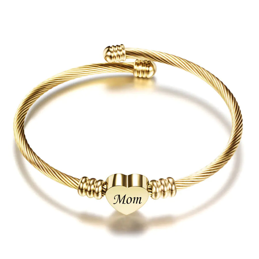 Stainless Steel Heart-Felt Mom Bracelet
