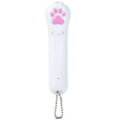 White remote control with pink paw print on a white background