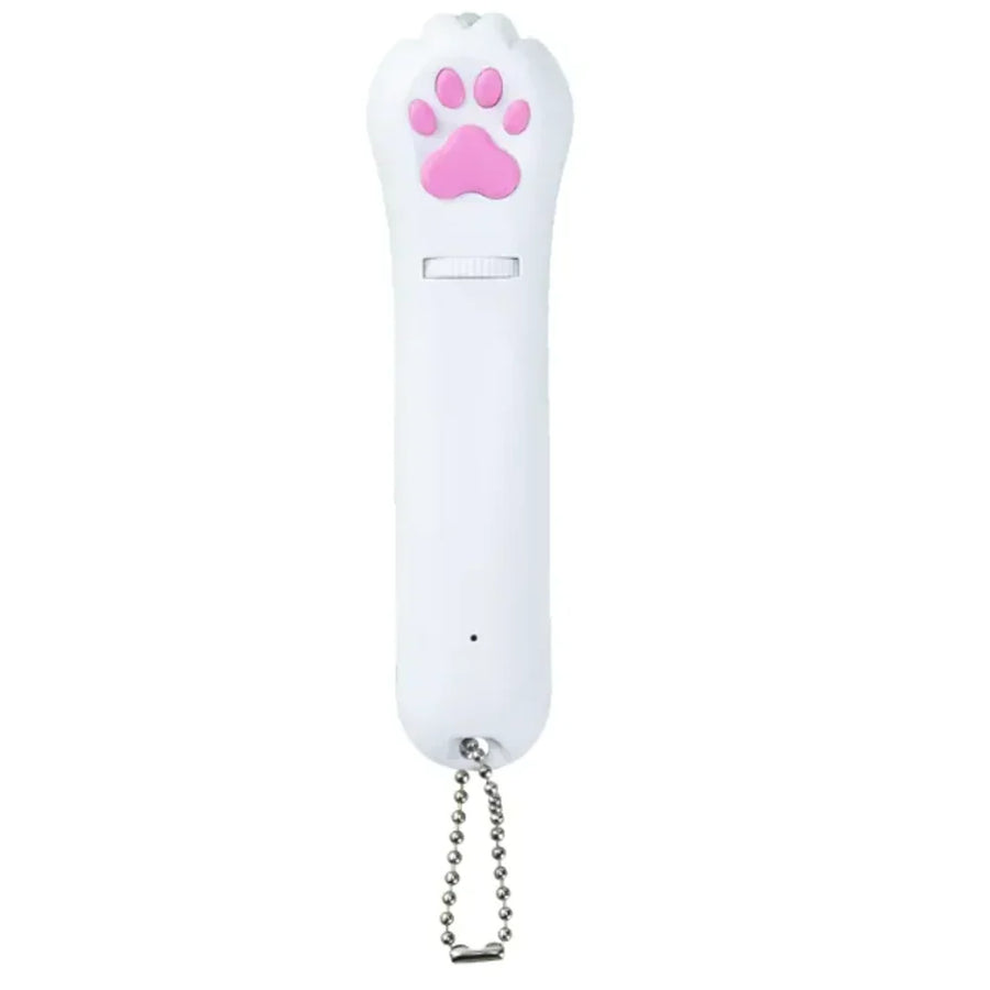White remote control with pink paw print on a white background