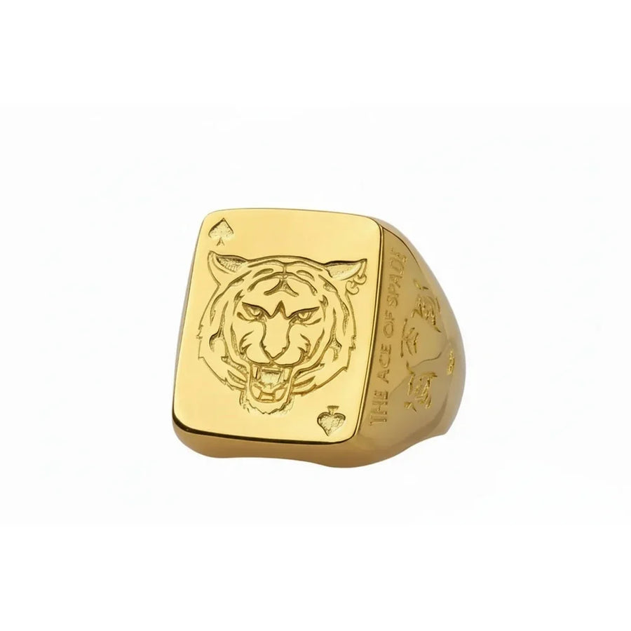 Trendy Silver Spade Ring - Chinese Zodiac Tiger Year