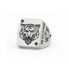 Trendy Silver Spade Ring - Chinese Zodiac Tiger Year