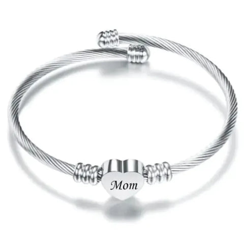 Stainless Steel Heart-Felt Mom Bracelet