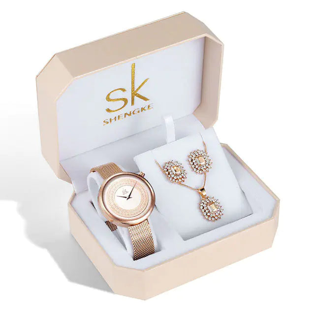 SK Elegance Watch and Jewelry Set