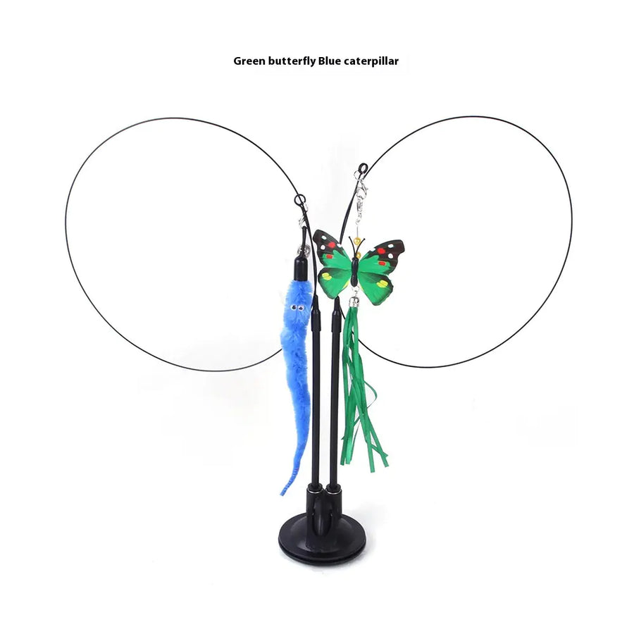 Interactive Cat Toy with Suction Cup - Butterfly Caterpillar