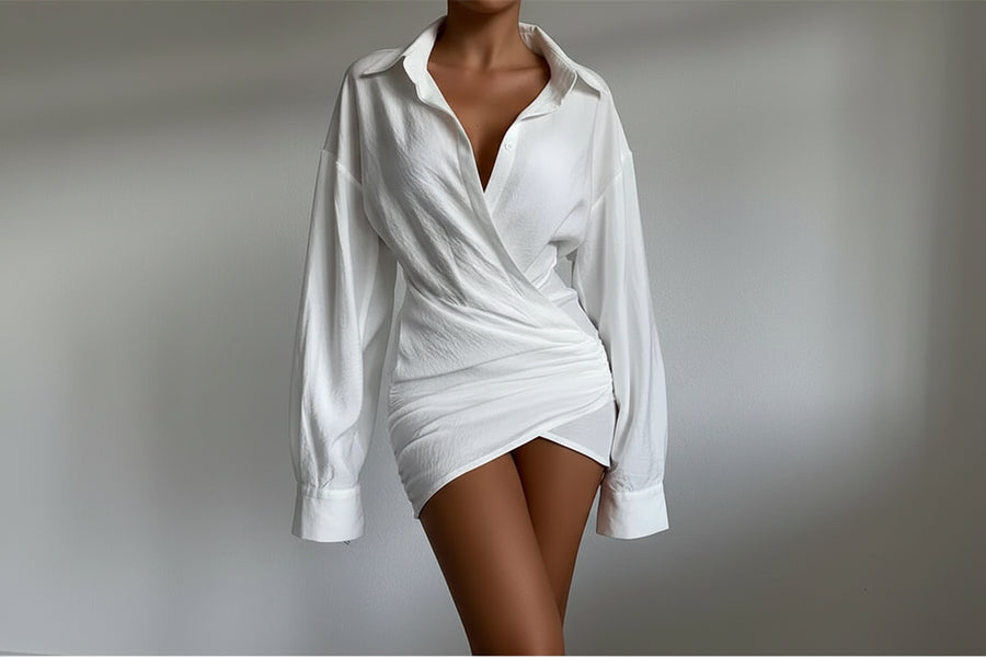 Long Sleeve V-Neck Mini Dress