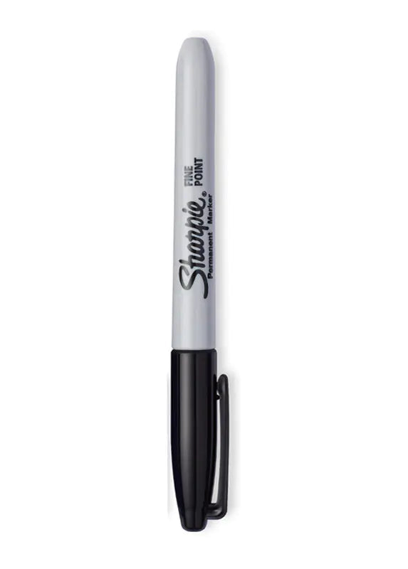 Sharpie marker with black cap on a white background