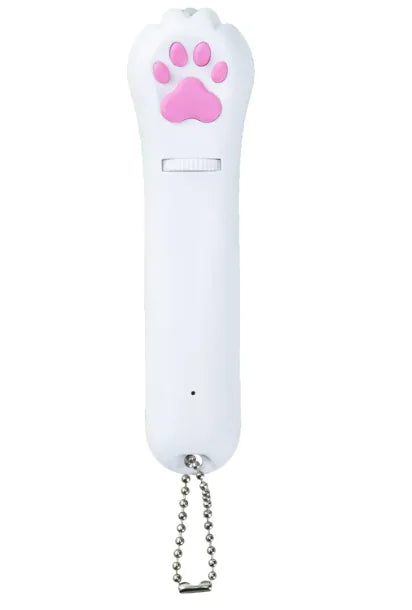 White remote control with pink paw print on a white background