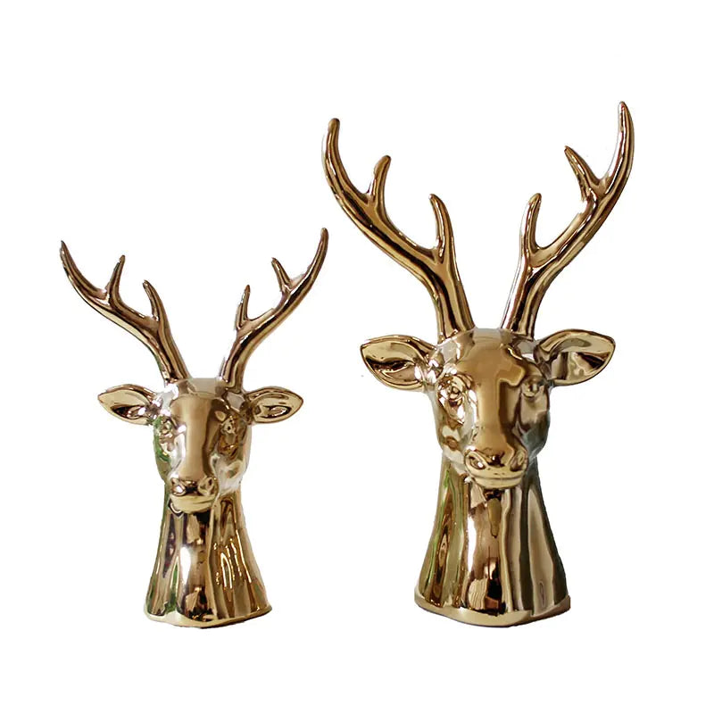 Gold Ceramic Deer Jewelry Stand