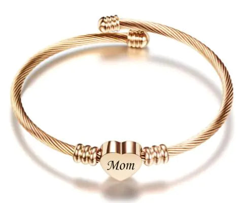 Stainless Steel Heart-Felt Mom Bracelet