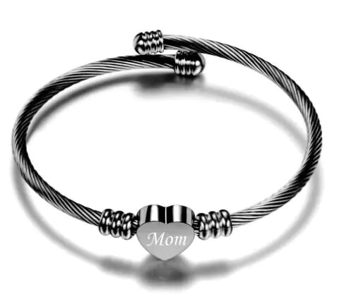 Stainless Steel Heart-Felt Mom Bracelet