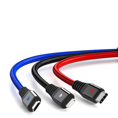 3-in-1 Braided Fast Charging Data Cable for Phones