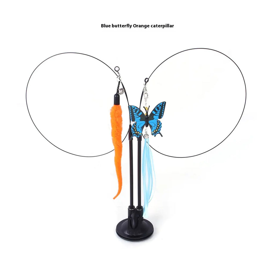 Interactive Cat Toy with Suction Cup - Butterfly Caterpillar