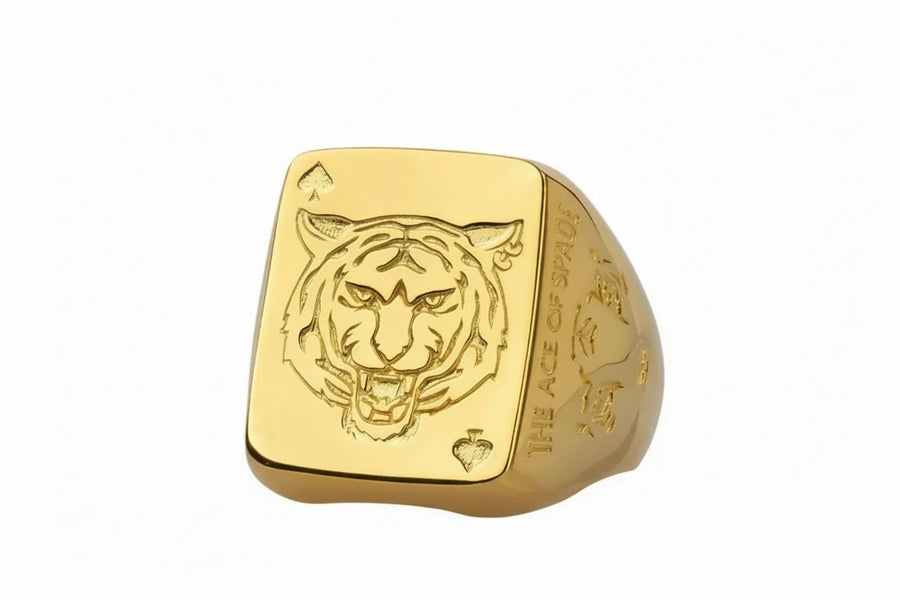 Trendy Silver Spade Ring - Chinese Zodiac Tiger Year