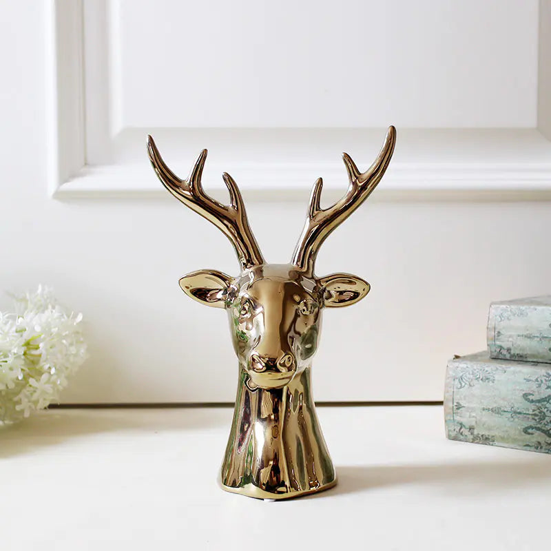 Gold Ceramic Deer Jewelry Stand