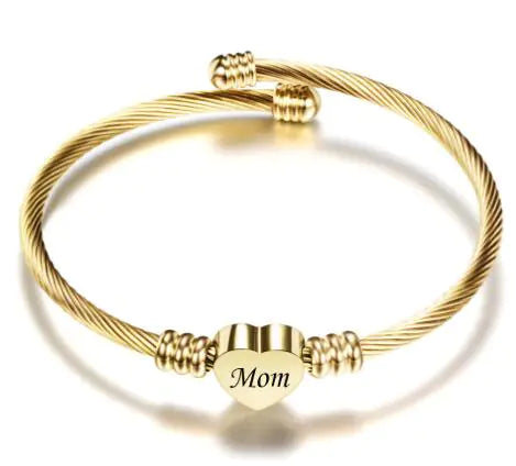 Stainless Steel Heart-Felt Mom Bracelet