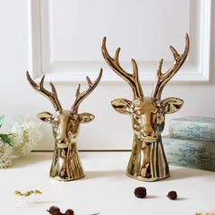 Gold Ceramic Deer Jewelry Stand