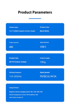 WIRELESS CHARGER 3 IN 1 FOLDABLE