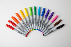 Colorful Sharpie markers with logos