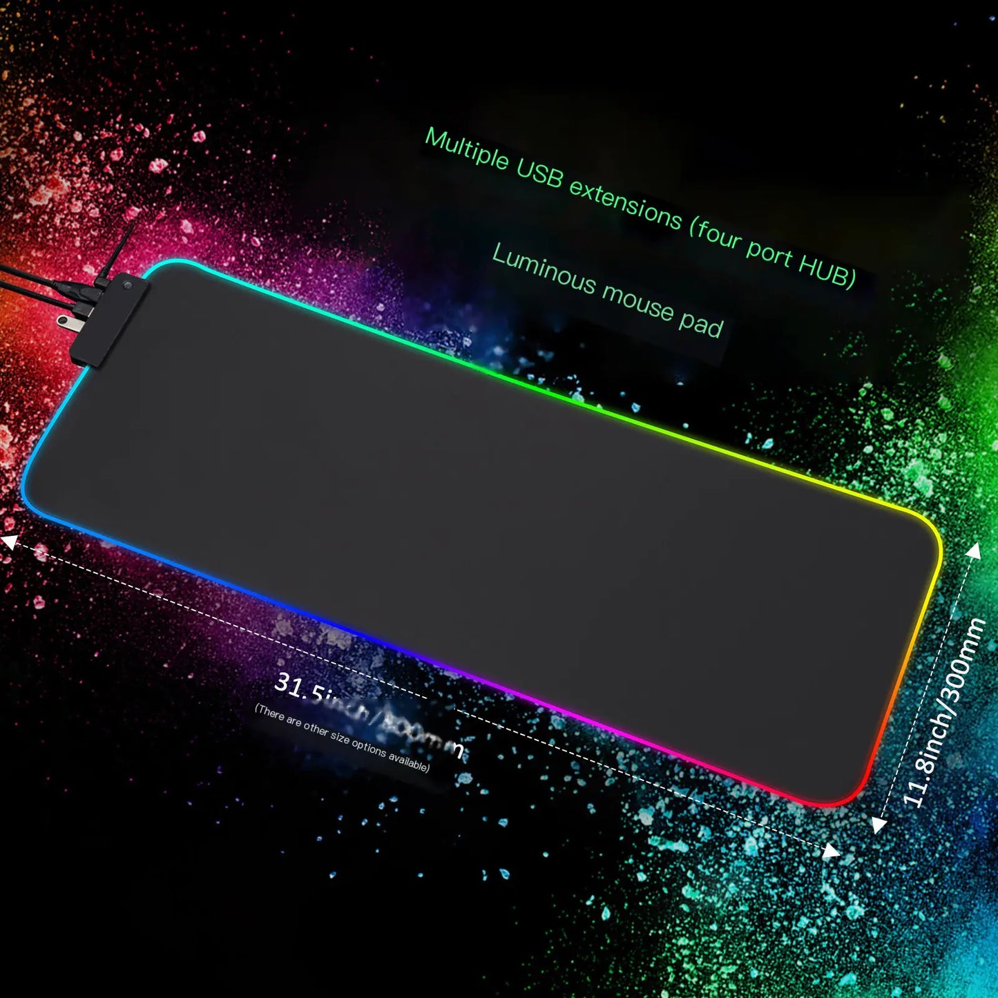 RGB Gaming Mouse Pad with Wireless Charging Hub