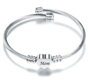 Stainless Steel Heart-Felt Mom Bracelet
