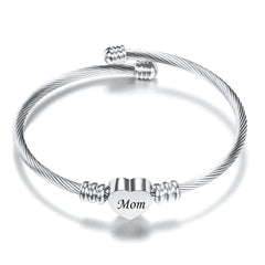 Stainless Steel Heart-Felt Mom Bracelet