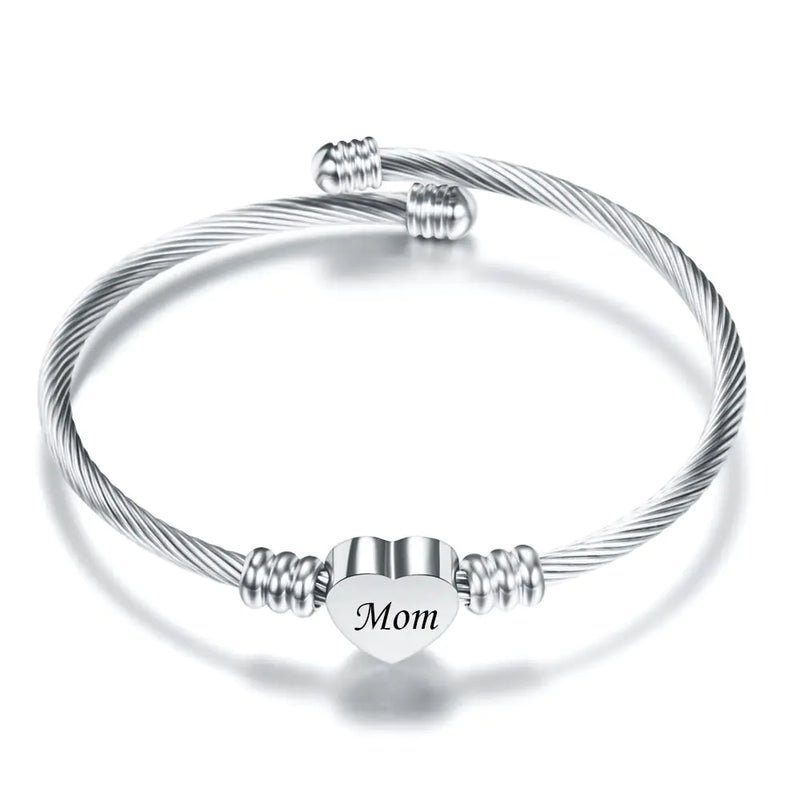 Stainless Steel Heart-Felt Mom Bracelet