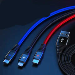 3-in-1 Braided Fast Charging Data Cable for Phones