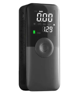 Black electronic device with digital display on a white background