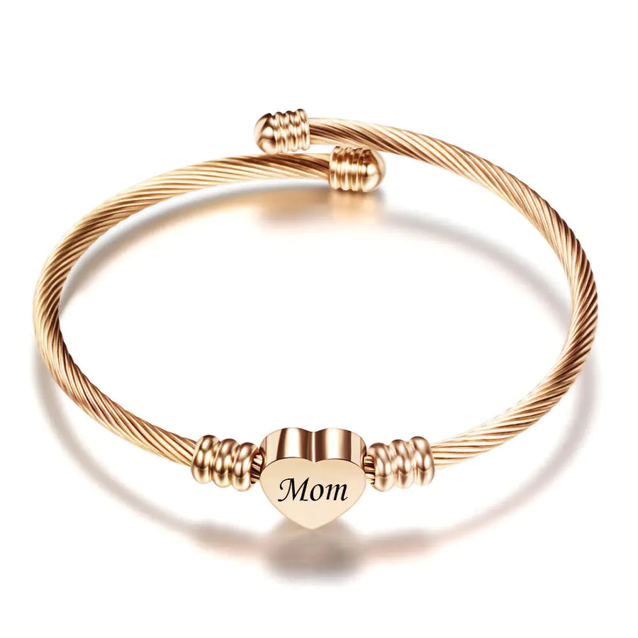 Stainless Steel Heart-Felt Mom Bracelet
