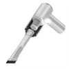 Silver handheld vacuum cleaner on a white background