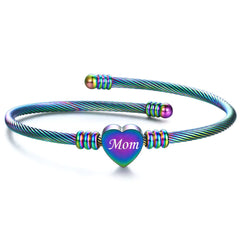 Stainless Steel Heart-Felt Mom Bracelet