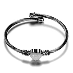Stainless Steel Heart-Felt Mom Bracelet