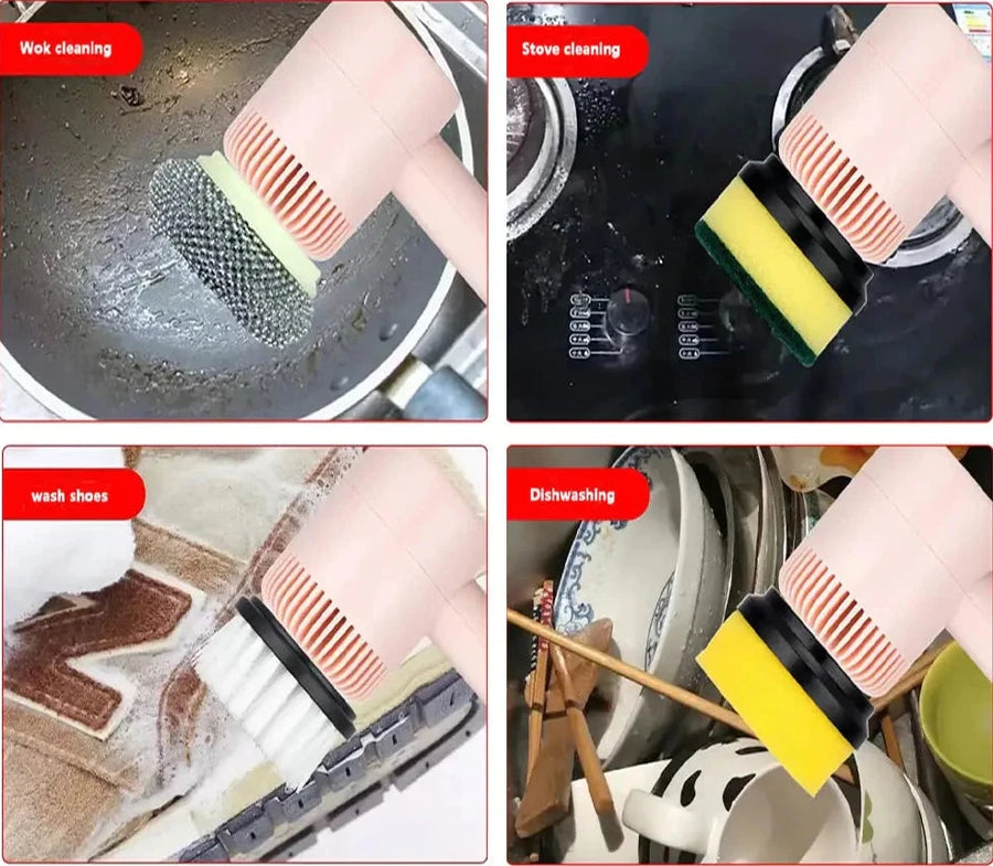 Electric Cleaning Brush 3 Brush Heads Cleaner Multifunctional